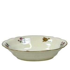 AJCO (AJ07) Vintage 1930's Gold Trim 'Flower' Oval 10 x 7 Serving Bowl